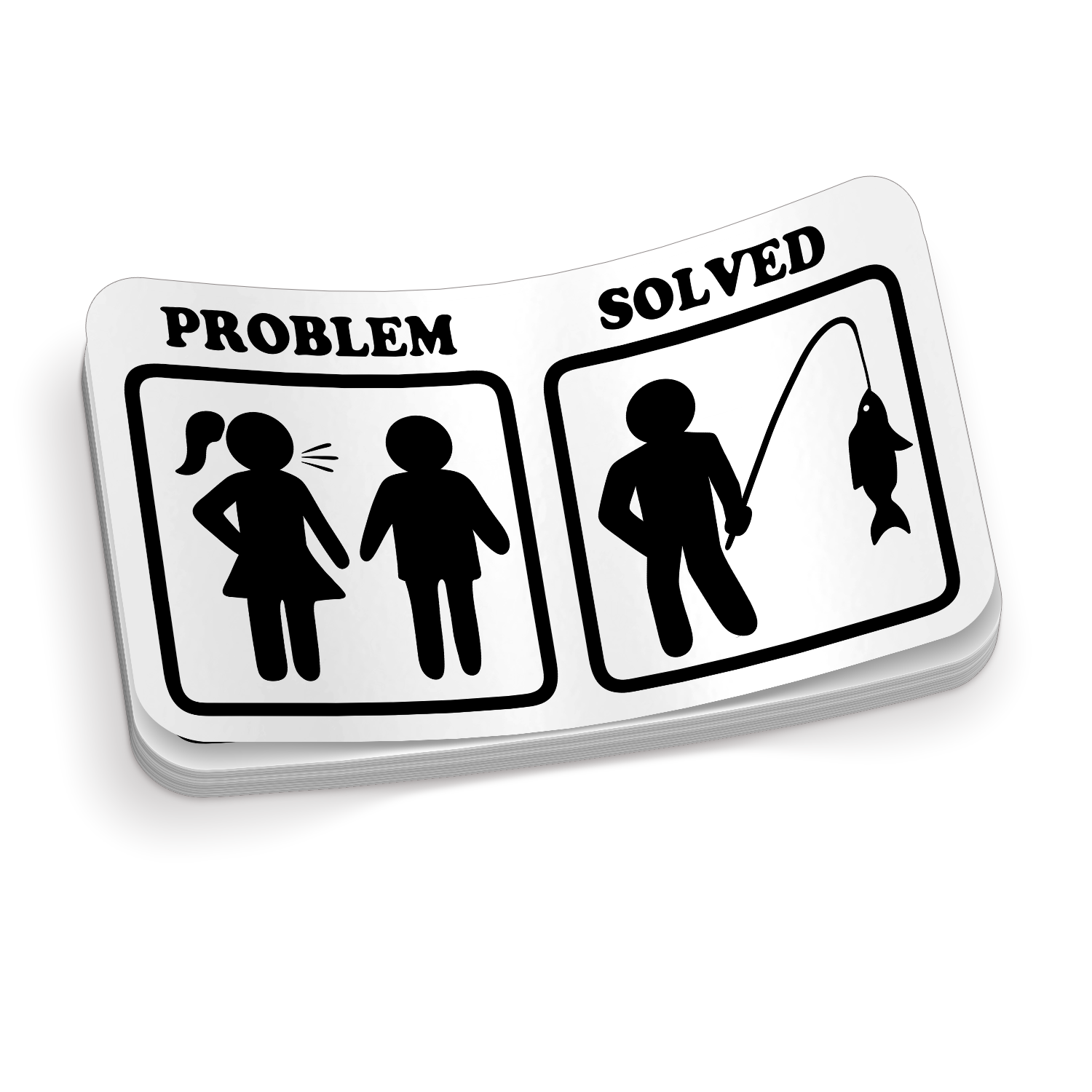 Problem Solved, Go Fishing - Funny Fishing Sticker