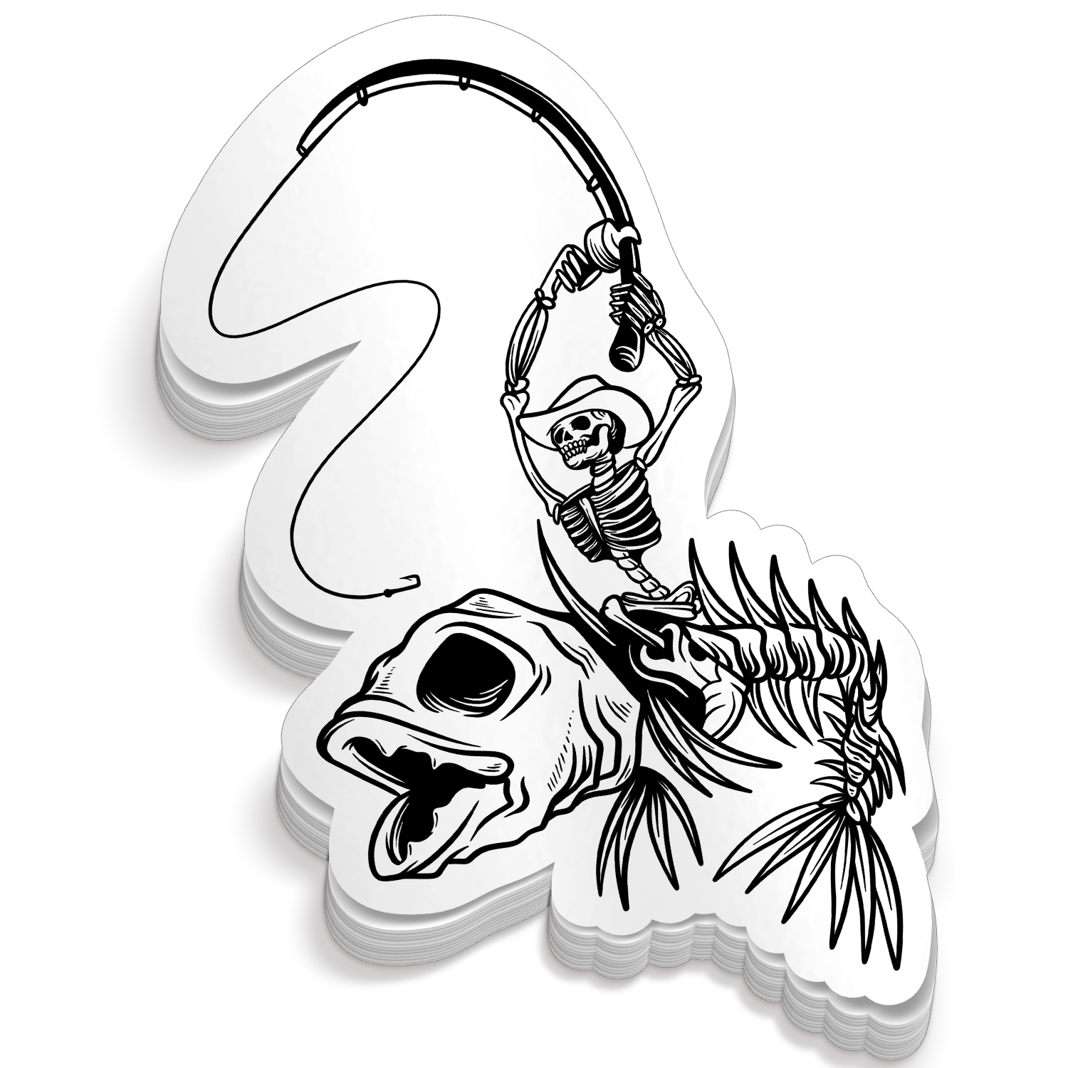 Skeleton Fishing Cowboy - Sticker