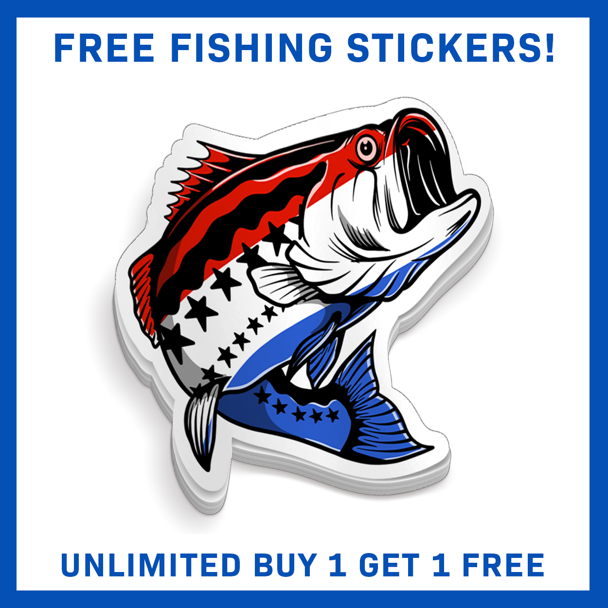 Patriotic Bass - Fishing Sticker