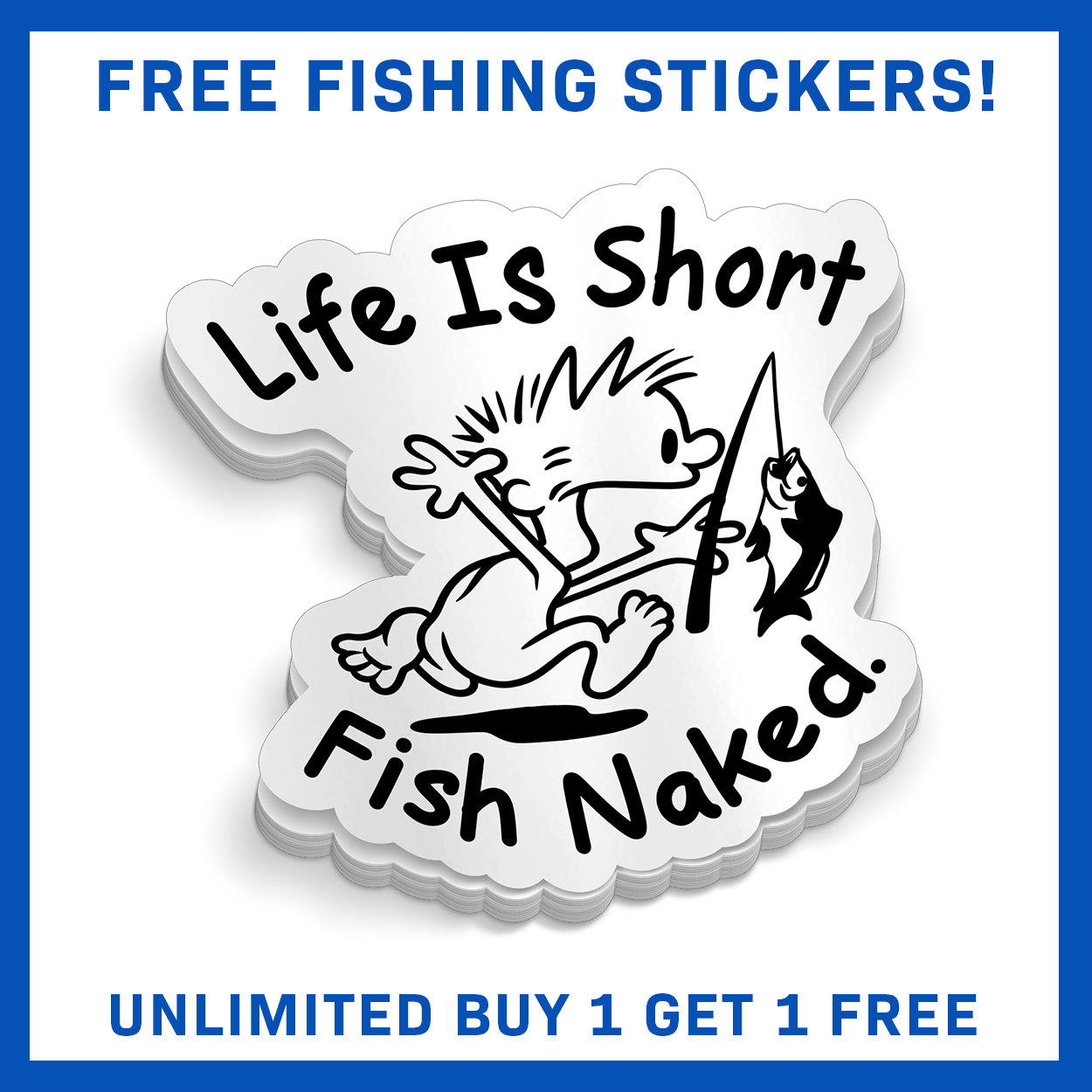 Fish Naked - Funny Fishing Sticker
