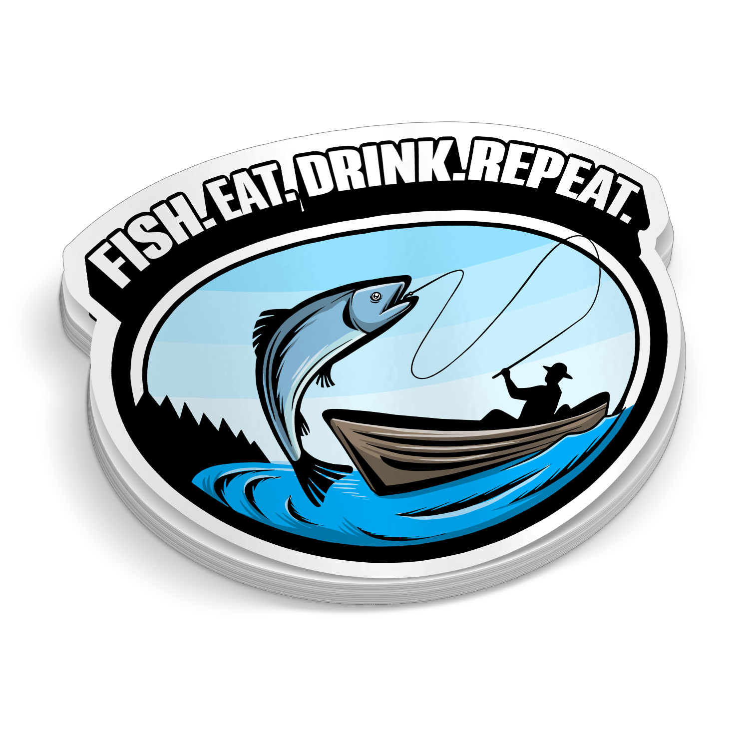 Fish Eat Drink Repeat - Funny Fishing Sticker