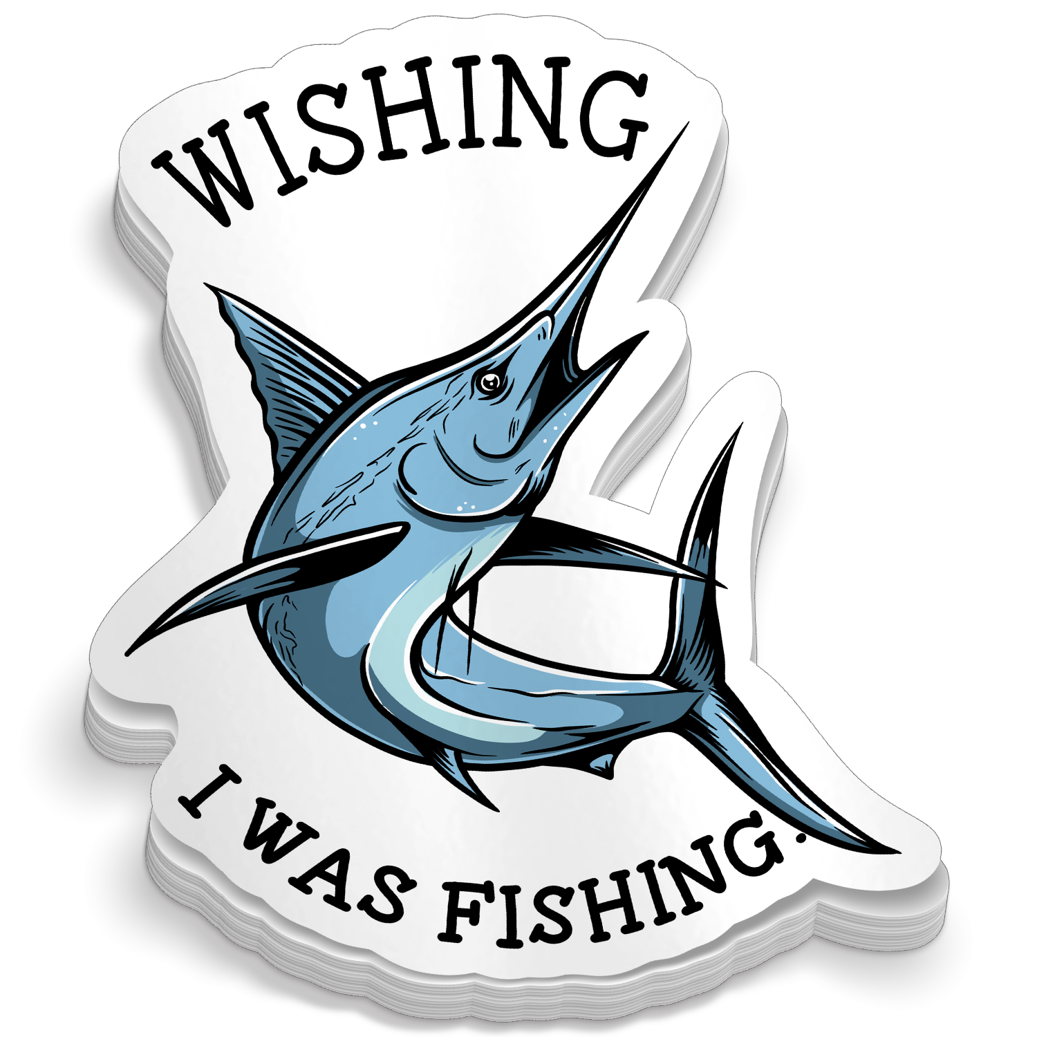Wishing I Was Fishing - Funny Fishing Sticker