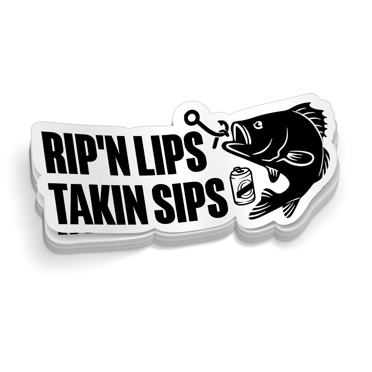 Rip'n Lips Takin Sips - Funny Fishing Sticker