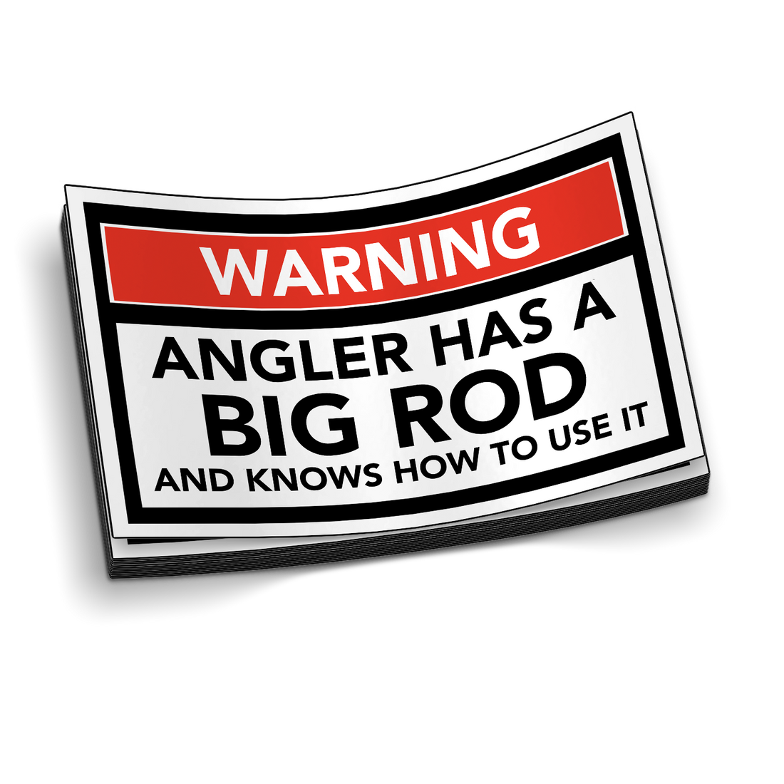 Big Rod Warning Angler With Big Rod - Funny Fishing Sticker