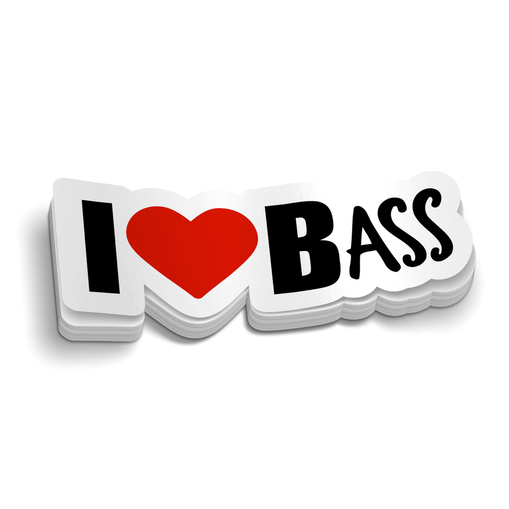 I Love Bass - Funny Fishing Sticker