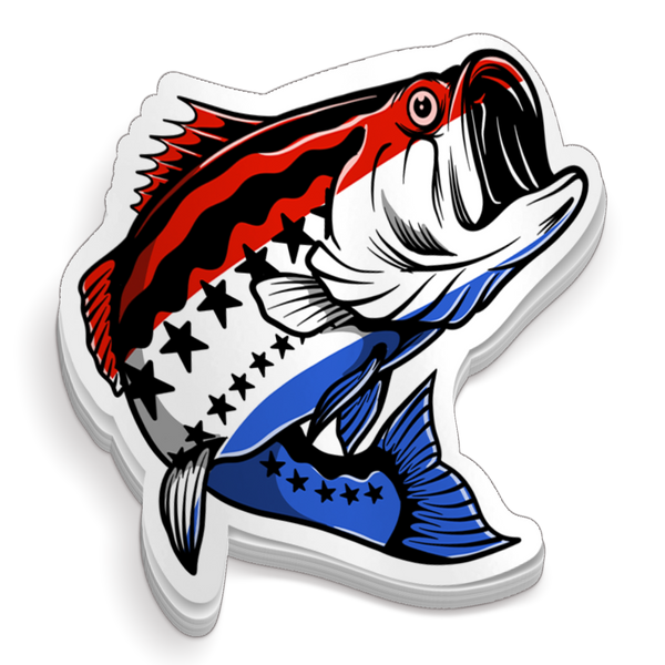 Bass Fishing American Flag Decal Sticker | Custom Made In The USA - Foto 6
