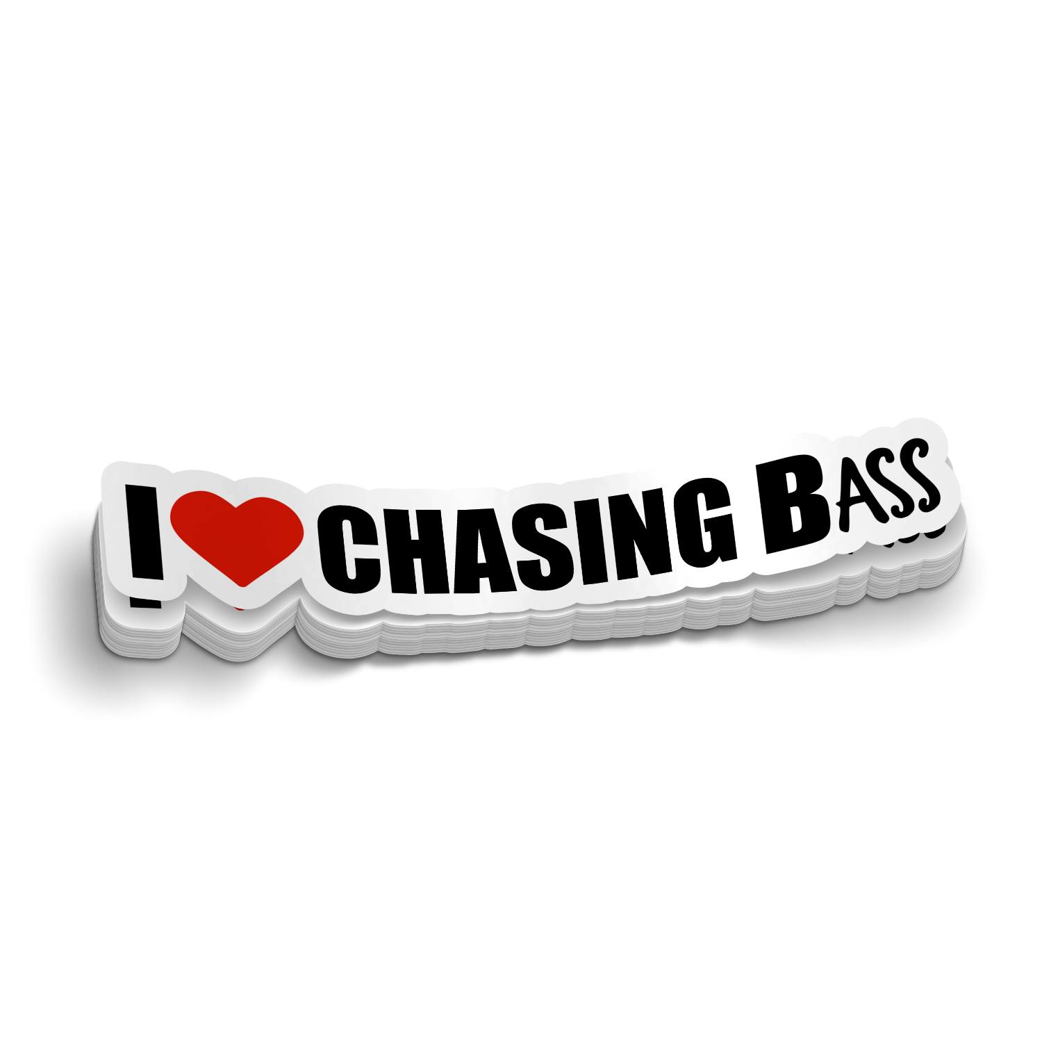 I Love Chasing Bass - Funny Fishing Sticker