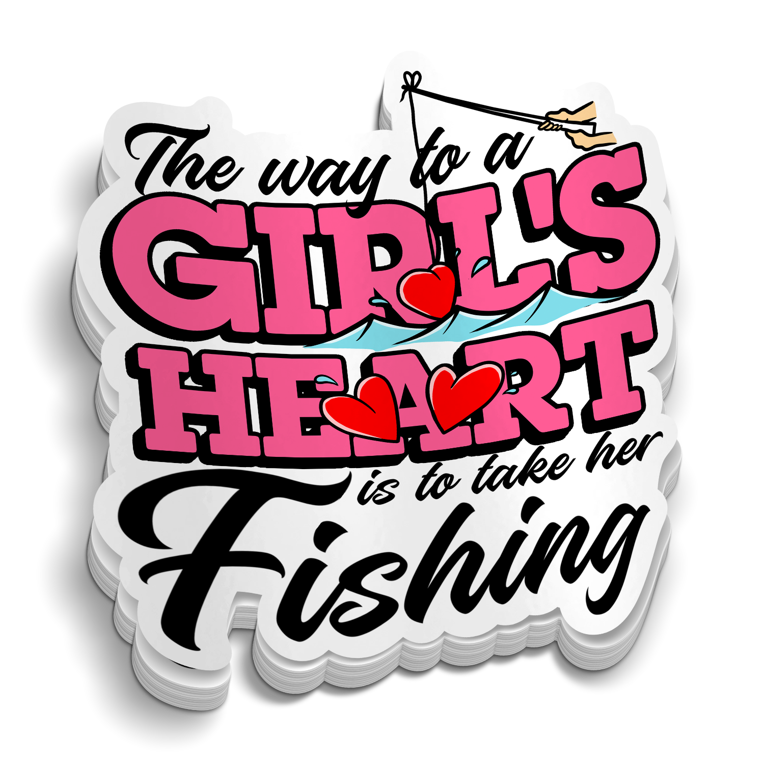 The Way To A Girls Heart - Funny Fishing Sticker