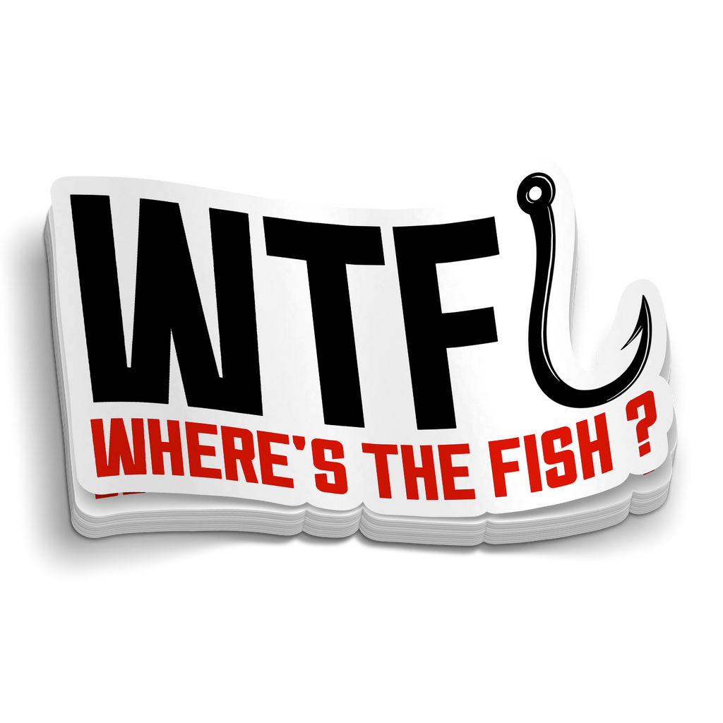 WTF Where's The Fish - Funny Fishing Sticker