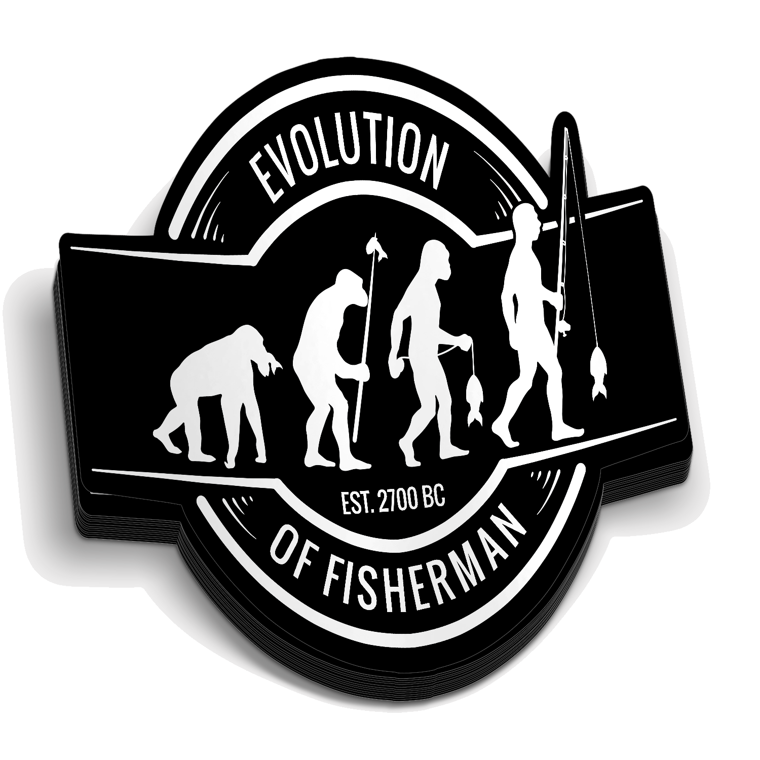 Evolution of Fisherman - Funny Fishing Sticker