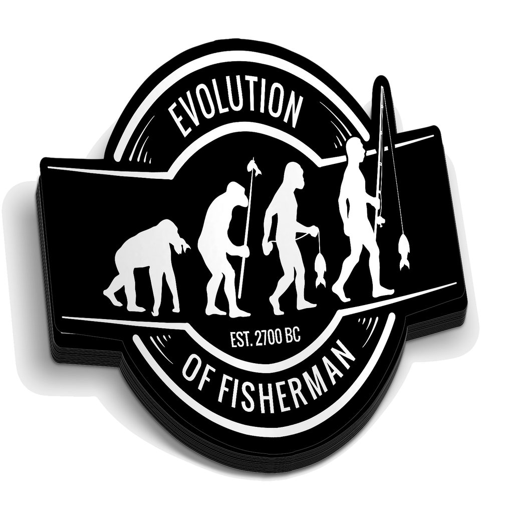 Evolution of Fisherman - Funny Fishing Sticker