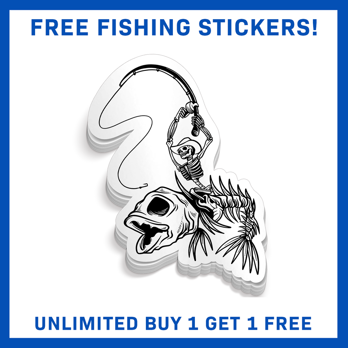 Skeleton Fishing Cowboy - Sticker